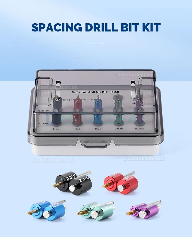 Dental Implant Drill Guide Positioning Kit with Spacing Drill Bits and Sterilization Box